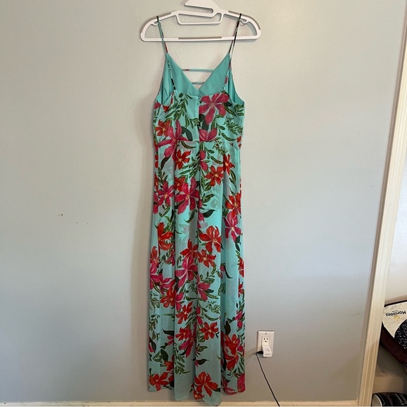 GUESS Women's Uri Floral-Print Walk-Through Romper Coastal Bloom Aqua Print Sz 6 - Picture 13 of 16